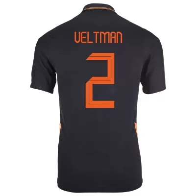 Miesten Alankomaiden jalkapallomaajoukkue Joël Veltman #2 Vieraspaita Musta 2021 Lyhythihainen Paita