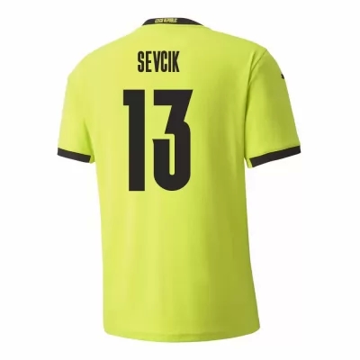 Miesten Tšekin Jalkapallomaajoukkue Petr Sevcik #13 Vieraspaita Vaaleanvihreä 2021 Lyhythihainen Paita