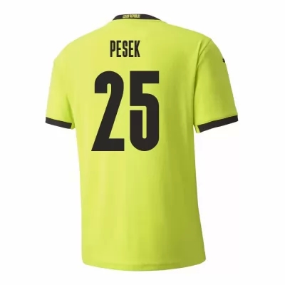 Lapset Tšekin Jalkapallomaajoukkue Jakub Pesek #25 Vieraspaita Vaaleanvihreä 2021 Lyhythihainen Paita