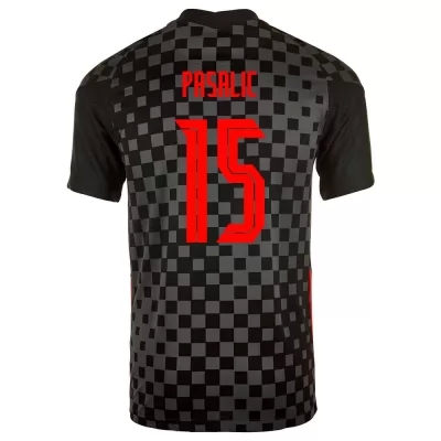 Lapset Kroatian Jalkapallomaajoukkue Mario Pasalic #15 Vieraspaita Musta Harmaa 2021 Lyhythihainen Paita