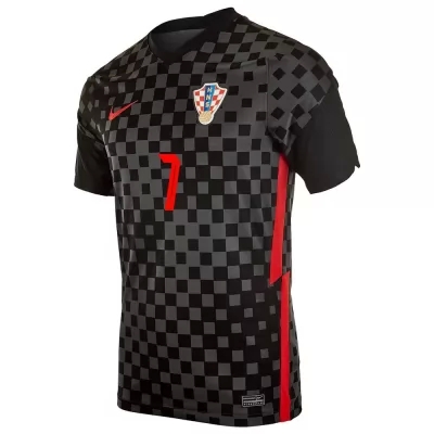 Miesten Kroatian Jalkapallomaajoukkue Josip Brekalo #7 Vieraspaita Musta Harmaa 2021 Lyhythihainen Paita