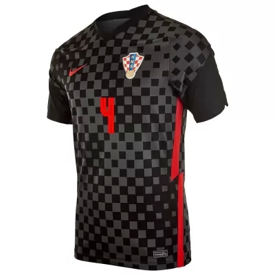 Miesten Kroatian Jalkapallomaajoukkue Ivan Perisic #4 Vieraspaita Musta Harmaa 2021 Lyhythihainen Paita