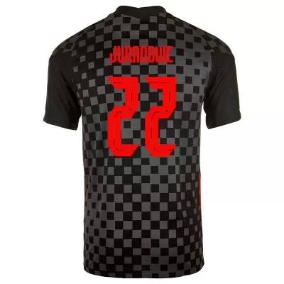 Naisten Kroatian jalkapallomaajoukkue Josip Juranovic #22 Vieraspaita Musta Harmaa 2021 Lyhythihainen Paita