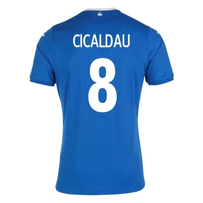 Miesten Romanian Jalkapallomaajoukkue Alexandru Cicaldau #8 Vieraspaita Sininen 2021 Lyhythihainen Paita