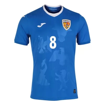 Miesten Romanian Jalkapallomaajoukkue Alexandru Cicaldau #8 Vieraspaita Sininen 2021 Lyhythihainen Paita