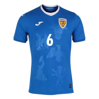 Naisten Romanian Jalkapallomaajoukkue Vlad Chiriches #6 Vieraspaita Sininen 2021 Lyhythihainen Paita
