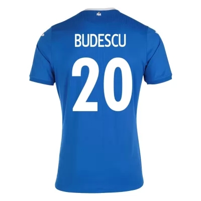 Lapset Romanian Jalkapallomaajoukkue Constantin Budescu #20 Vieraspaita Sininen 2021 Lyhythihainen Paita