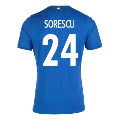 Lapset Romanian Jalkapallomaajoukkue Deian Sorescu #24 Vieraspaita Sininen 2021 Lyhythihainen Paita