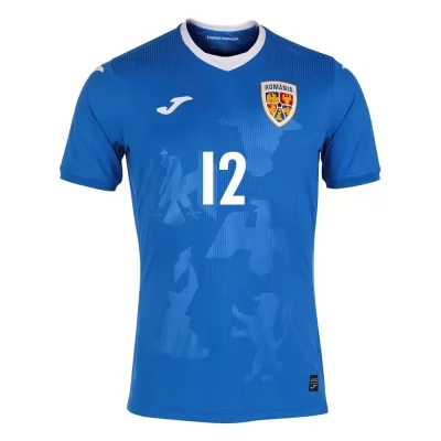 Naisten Romanian Jalkapallomaajoukkue Andrei Vlad #12 Vieraspaita Sininen 2021 Lyhythihainen Paita