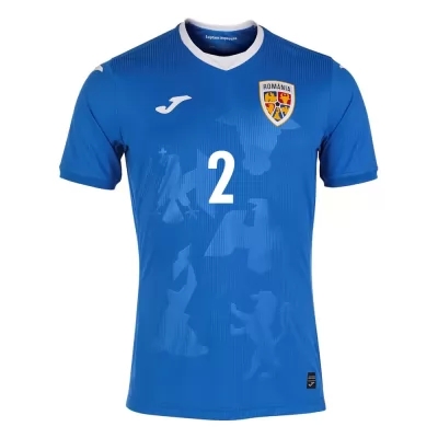 Miesten Romanian Jalkapallomaajoukkue Tiberiu Capusa #2 Vieraspaita Sininen 2021 Lyhythihainen Paita