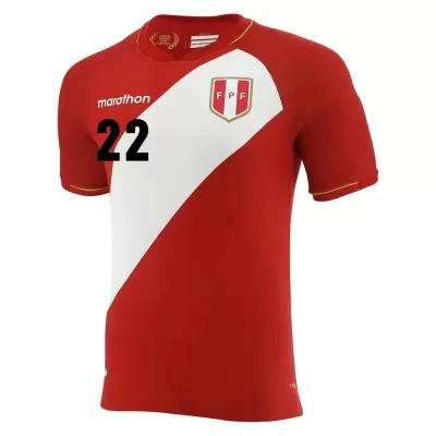 Lapset Perun Jalkapallomaajoukkue Alexander Callens #22 Vieraspaita Punainen Valkoinen 2021 Lyhythihainen Paita