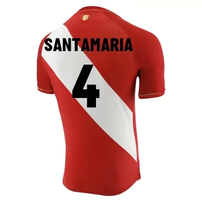 Naisten Perun jalkapallomaajoukkue Anderson Santamaria #4 Vieraspaita Punainen Valkoinen 2021 Lyhythihainen Paita