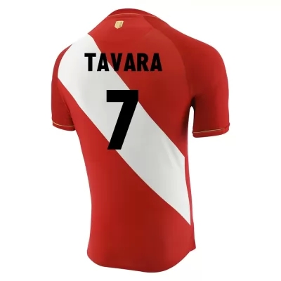 Miesten Perun Jalkapallomaajoukkue Martin Tavara #7 Vieraspaita Punainen Valkoinen 2021 Lyhythihainen Paita