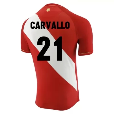 Naisten Perun jalkapallomaajoukkue Jose Carvallo #21 Vieraspaita Punainen Valkoinen 2021 Lyhythihainen Paita