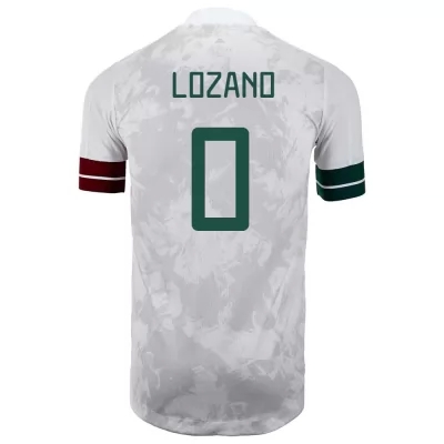 Miesten Meksikon jalkapallomaajoukkue Hirving Lozano #0 Vieraspaita Valkoinen musta 2021 Lyhythihainen Paita