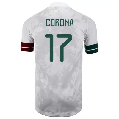 Miesten Meksikon jalkapallomaajoukkue Jesus Corona #17 Vieraspaita Valkoinen musta 2021 Lyhythihainen Paita