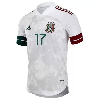 Miesten Meksikon Jalkapallomaajoukkue Jesus Corona #17 Vieraspaita Valkoinen Musta 2021 Lyhythihainen Paita
