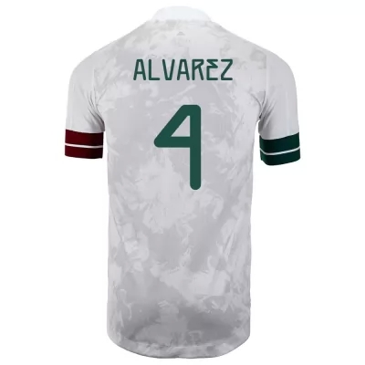 Naisten Meksikon jalkapallomaajoukkue Edson Alvarez #4 Vieraspaita Valkoinen musta 2021 Lyhythihainen Paita