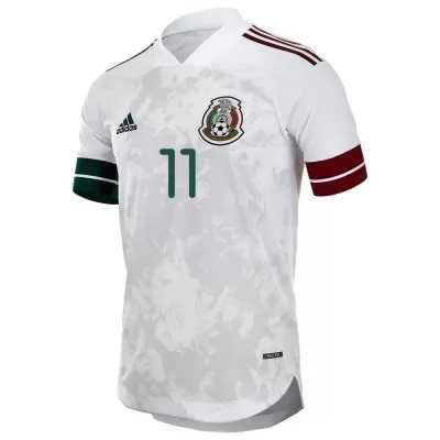 Lapset Meksikon Jalkapallomaajoukkue Alan Pulido #11 Vieraspaita Valkoinen Musta 2021 Lyhythihainen Paita