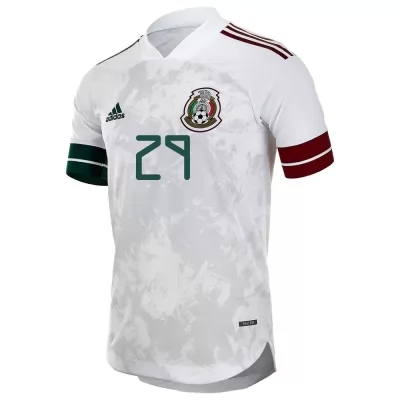 Naisten Meksikon Jalkapallomaajoukkue Diego Lainez #29 Vieraspaita Valkoinen Musta 2021 Lyhythihainen Paita