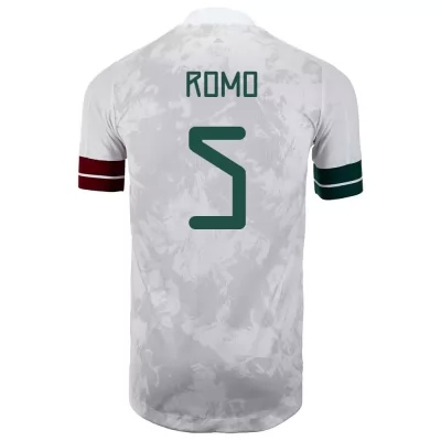 Miesten Meksikon jalkapallomaajoukkue Luis Romo #5 Vieraspaita Valkoinen musta 2021 Lyhythihainen Paita