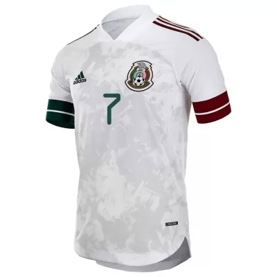 Miesten Meksikon Jalkapallomaajoukkue Orbelin Pineda #7 Vieraspaita Valkoinen Musta 2021 Lyhythihainen Paita