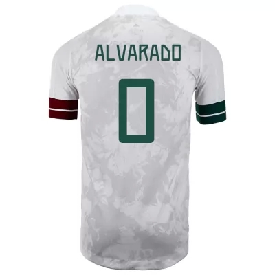 Miesten Meksikon jalkapallomaajoukkue Roberto Alvarado #0 Vieraspaita Valkoinen musta 2021 Lyhythihainen Paita