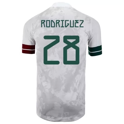 Lapset Meksikon jalkapallomaajoukkue Carlos Rodriguez #28 Vieraspaita Valkoinen musta 2021 Lyhythihainen Paita