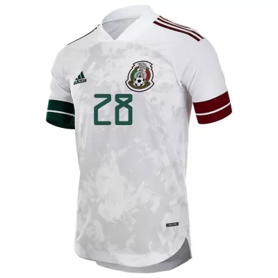 Miesten Meksikon Jalkapallomaajoukkue Carlos Rodriguez #28 Vieraspaita Valkoinen Musta 2021 Lyhythihainen Paita