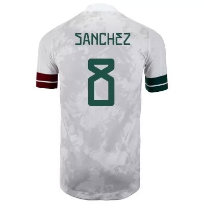 Naisten Meksikon jalkapallomaajoukkue Jorge Sanchez #8 Vieraspaita Valkoinen musta 2021 Lyhythihainen Paita