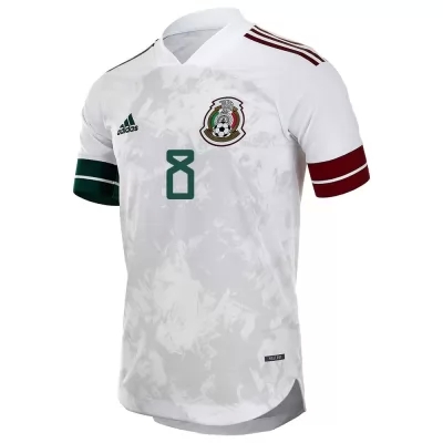 Naisten Meksikon Jalkapallomaajoukkue Jorge Sanchez #8 Vieraspaita Valkoinen Musta 2021 Lyhythihainen Paita