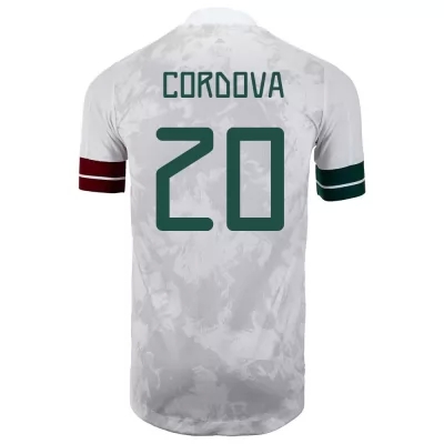 Naisten Meksikon Jalkapallomaajoukkue Sebastian Cordova #20 Vieraspaita Valkoinen Musta 2021 Lyhythihainen Paita