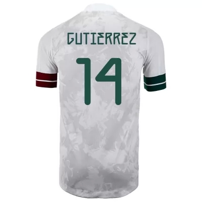 Naisten Meksikon Jalkapallomaajoukkue Erick Gutierrez #14 Vieraspaita Valkoinen Musta 2021 Lyhythihainen Paita