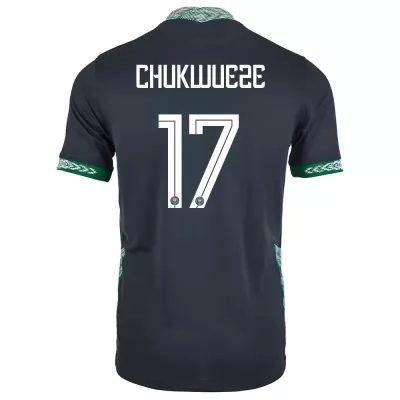 Lapset Nigerian jalkapallomaajoukkue Samuel Chukwueze #17 Vieraspaita Musta 2021 Lyhythihainen Paita