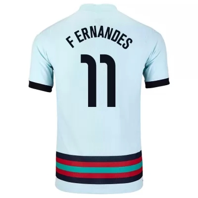 Lapset Portugalin jalkapallomaajoukkue Bruno Fernandes #11 Vieraspaita Vaaleansininen 2021 Lyhythihainen Paita