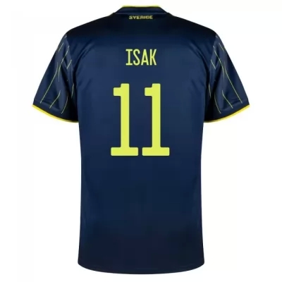 Naisten Ruotsin Jalkapallomaajoukkue Alexander Isak #11 Vieraspaita Tummansininen 2021 Lyhythihainen Paita