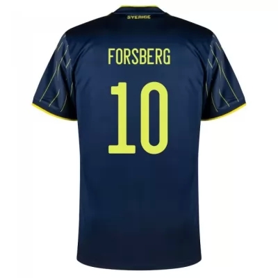 Miesten Ruotsin Jalkapallomaajoukkue Emil Forsberg #10 Vieraspaita Tummansininen 2021 Lyhythihainen Paita