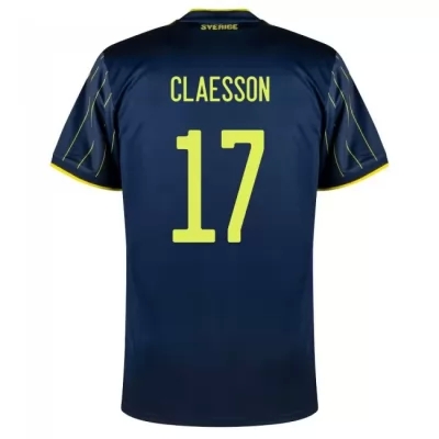 Lapset Ruotsin Jalkapallomaajoukkue Viktor Claesson #17 Vieraspaita Tummansininen 2021 Lyhythihainen Paita