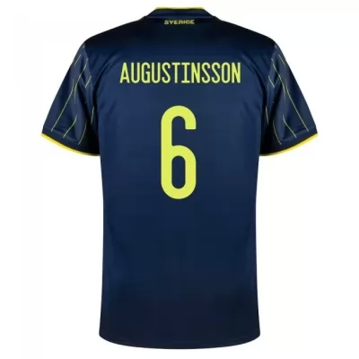 Lapset Ruotsin Jalkapallomaajoukkue Ludwig Augustinsson #6 Vieraspaita Tummansininen 2021 Lyhythihainen Paita