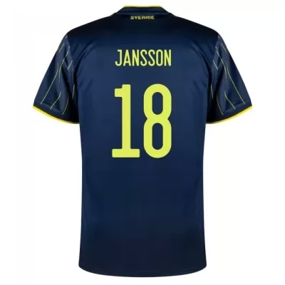 Naisten Ruotsin Jalkapallomaajoukkue Pontus Jansson #18 Vieraspaita Tummansininen 2021 Lyhythihainen Paita