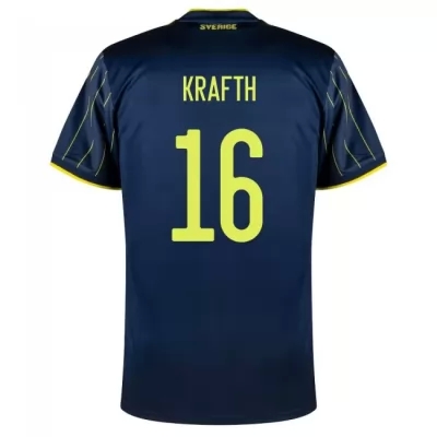 Naisten Ruotsin Jalkapallomaajoukkue Emil Krafth #16 Vieraspaita Tummansininen 2021 Lyhythihainen Paita