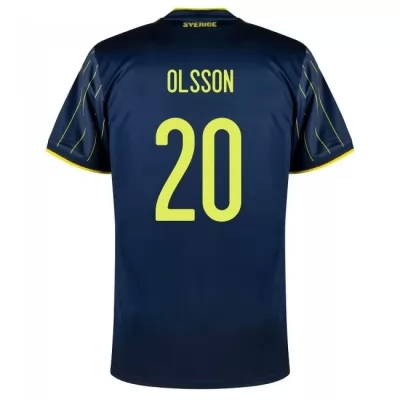 Lapset Ruotsin Jalkapallomaajoukkue Kristoffer Olsson #20 Vieraspaita Tummansininen 2021 Lyhythihainen Paita