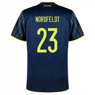 Naisten Ruotsin Jalkapallomaajoukkue Kristoffer Nordfeldt #23 Vieraspaita Tummansininen 2021 Lyhythihainen Paita