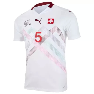 Naisten Sveitsin Jalkapallomaajoukkue Manuel Akanji #5 Vieraspaita Valkoinen 2021 Lyhythihainen Paita