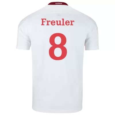 Naisten Sveitsin Jalkapallomaajoukkue Remo Freuler #8 Vieraspaita Valkoinen 2021 Lyhythihainen Paita