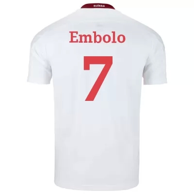 Miesten Sveitsin Jalkapallomaajoukkue Breel Embolo #7 Vieraspaita Valkoinen 2021 Lyhythihainen Paita