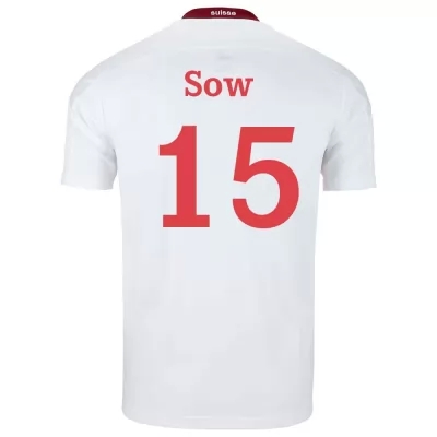 Lapset Sveitsin Jalkapallomaajoukkue Djibril Sow #15 Vieraspaita Valkoinen 2021 Lyhythihainen Paita