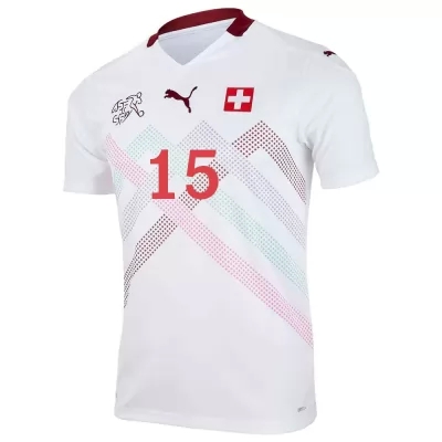 Naisten Sveitsin Jalkapallomaajoukkue Djibril Sow #15 Vieraspaita Valkoinen 2021 Lyhythihainen Paita