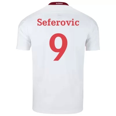 Miesten Sveitsin Jalkapallomaajoukkue Haris Seferovic #9 Vieraspaita Valkoinen 2021 Lyhythihainen Paita