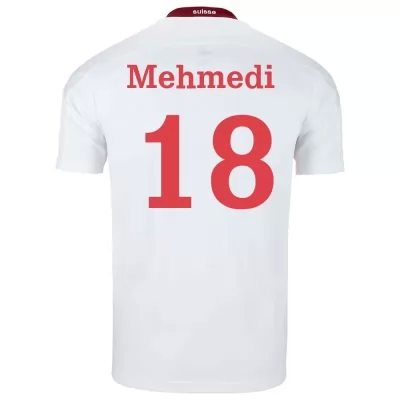 Naisten Sveitsin Jalkapallomaajoukkue Admir Mehmedi #18 Vieraspaita Valkoinen 2021 Lyhythihainen Paita